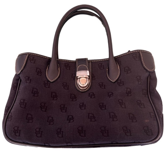Dooney & Bourke DB Signature Black Canvas‎ & Leather Tote Satchel - Picture 1 of 12